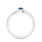 Certified London Blue Topaz and Diamond Halo Wedding Ring Set AAA - Rosec Jewels