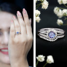Rosec Jewels-Genuine Tanzanite Engagement Ring with Diamond Enhancer