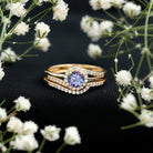 Rosec Jewels-Genuine Tanzanite Engagement Ring with Diamond Enhancer