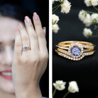 Rosec Jewels-Genuine Tanzanite Engagement Ring with Diamond Enhancer