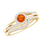Certified Fire Opal Engagement Ring with Diamond Enhancer AAA - Rosec Jewels