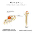 Certified Fire Opal Engagement Ring with Diamond Enhancer AAA - Rosec Jewels