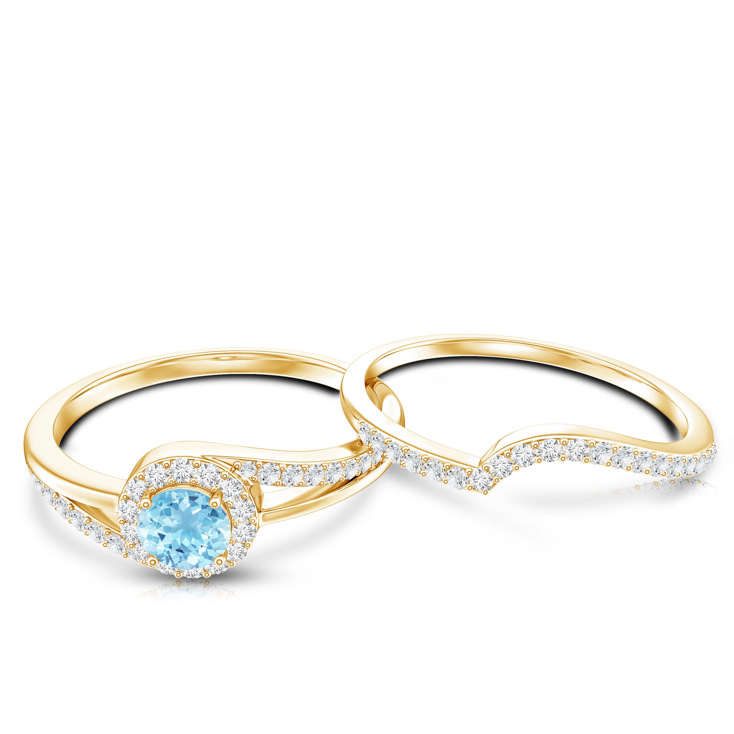 Certified Real Aquamarine Engagement Ring with Diamond Enhancer AAA - Rosec Jewels
