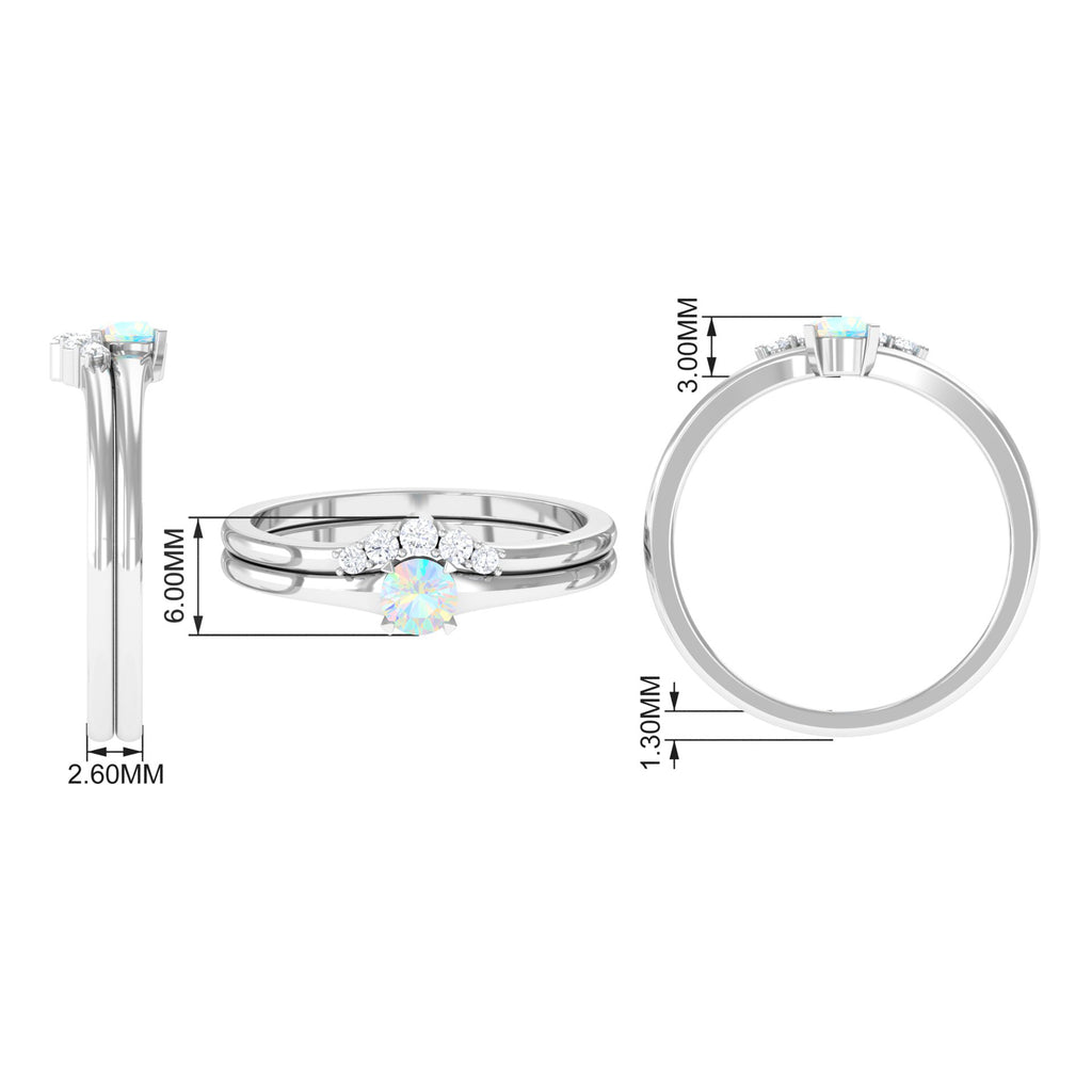 Rosec Jewels-Ethiopian Opal and Diamond Minimal Wedding Ring Set