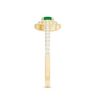Round Emerald and Diamond Double Halo Engagement Ring AAA - Rosec Jewels