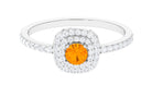 3/4 CT Classic Fire Opal Double Halo Engagement Ring with Diamond AAA - Rosec Jewels