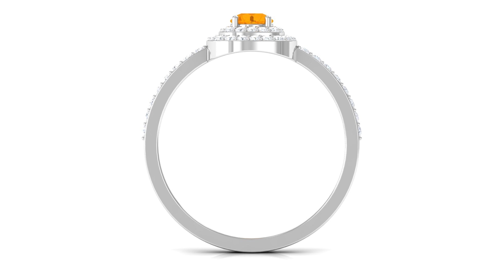3/4 CT Classic Fire Opal Double Halo Engagement Ring with Diamond AAA - Rosec Jewels