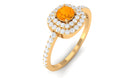 3/4 CT Classic Fire Opal Double Halo Engagement Ring with Diamond AAA - Rosec Jewels