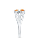 Rosec Jewels-Natural Citrine Toi Et Moi Engagement Ring with Diamond
