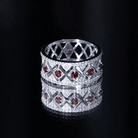 Art Deco Garnet Diamond Thick Wedding Band with Certificate AAA - Rosec Jewels