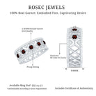 Art Deco Garnet Diamond Thick Wedding Band with Certificate AAA - Rosec Jewels