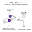 Rosec Jewels-Real Amethyst Toi Et Moi Engagement Ring with Diamond