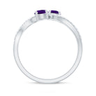 Rosec Jewels-Real Amethyst Toi Et Moi Engagement Ring with Diamond