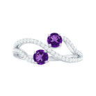 Rosec Jewels-Real Amethyst Toi Et Moi Engagement Ring with Diamond