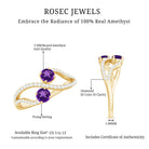 Rosec Jewels-Real Amethyst Toi Et Moi Engagement Ring with Diamond
