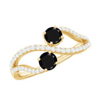 Rosec Jewels-Natural Black Spinel 2 Promise Ring with Diamond