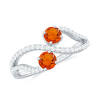 Fire Opal and Diamond Two Stone Cocktail Engagement Ring AAA - Rosec Jewels