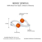 3/4 CT Minimal Fire Opal and Diamond Engagement Ring Fire Opal - ( AAA ) - Quality - Rosec Jewels
