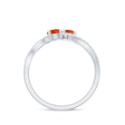 Fire Opal and Diamond Two Stone Cocktail Engagement Ring AAA - Rosec Jewels