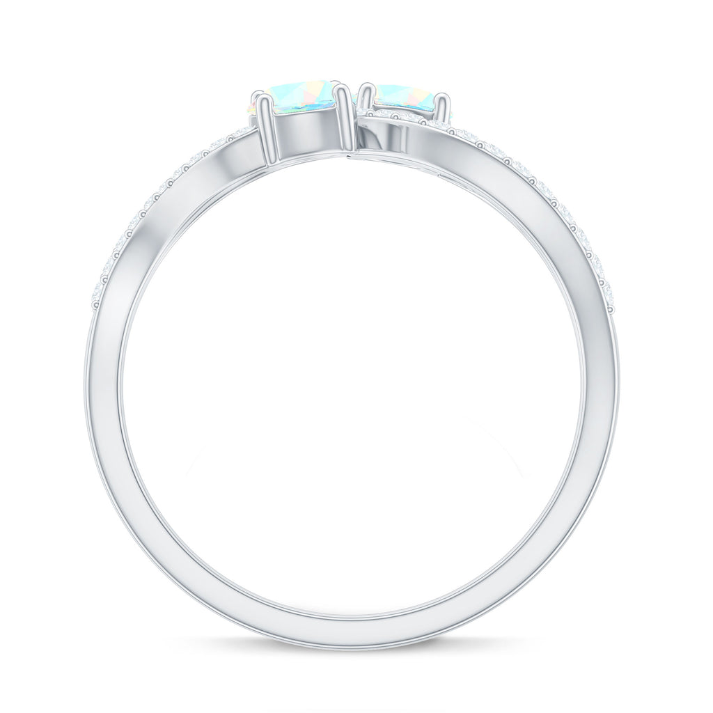 1 CT Minimal Ethiopian Opal and Diamond Engagement Ring Ethiopian Opal - ( AAA ) - Quality - Rosec Jewels