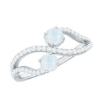 1 CT Minimal Moonstone and Diamond Engagement Ring AAA - Rosec Jewels