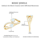 1 CT Minimal Moonstone and Diamond Engagement Ring AAA - Rosec Jewels