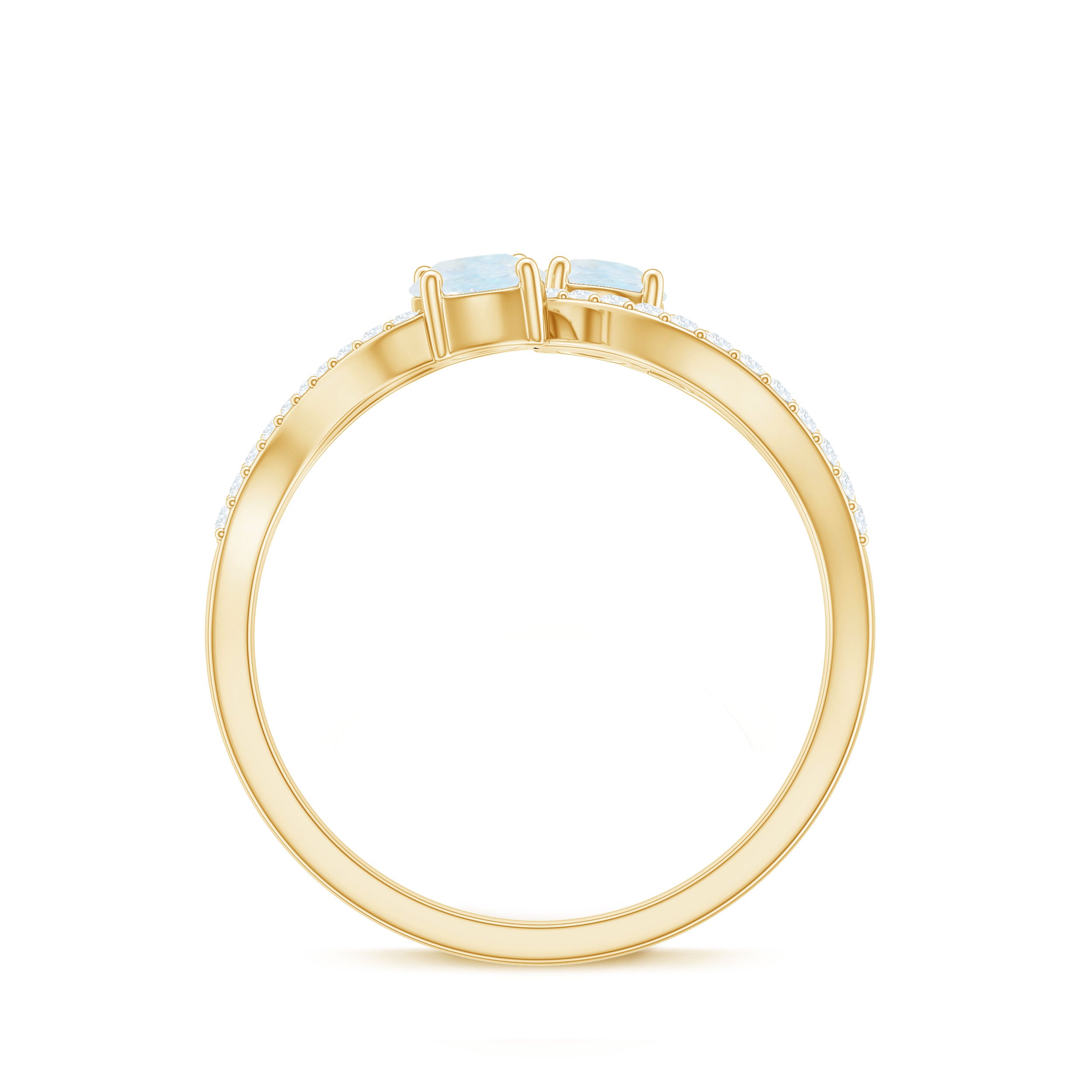 1 CT Minimal Moonstone and Diamond Engagement Ring AAA - Rosec Jewels