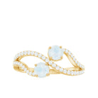 1 CT Minimal Moonstone and Diamond Engagement Ring AAA - Rosec Jewels