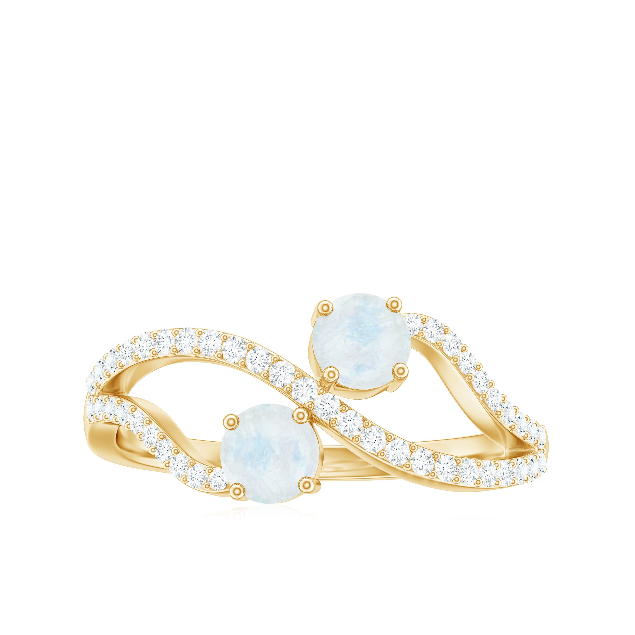 1 CT Minimal Moonstone and Diamond Engagement Ring AAA - Rosec Jewels
