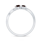 Rosec Jewels-Natural Garnet 2 Stone Engagement Ring with Diamond