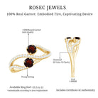 Rosec Jewels-Natural Garnet 2 Stone Engagement Ring with Diamond