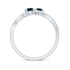 Natural London Blue Topaz 2 Stone Promise Ring with Diamond AAA - Rosec Jewels