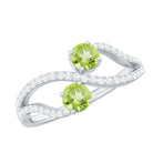 Natural Peridot Toi Et Moi Ring with Diamond Infinity Shank AAA - Rosec Jewels
