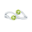 Natural Peridot Toi Et Moi Ring with Diamond Infinity Shank AAA - Rosec Jewels