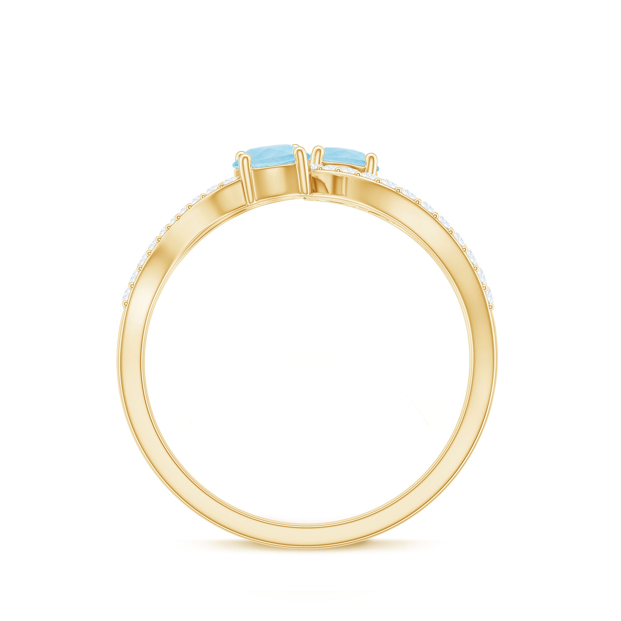 2 Stone Aquamarine and Diamond Infinity Promise Ring for Women AAA - Rosec Jewels