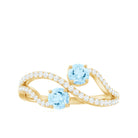 2 Stone Aquamarine and Diamond Infinity Promise Ring for Women AAA - Rosec Jewels