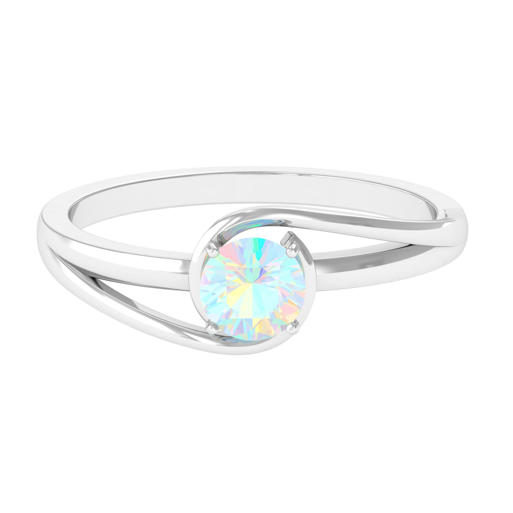 Rosec Jewels-Round Ethiopian Opal Solitaire Promise Ring