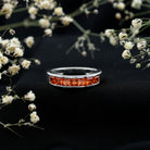 Princess Cut Lab Grown Orange Sapphire Half Eternity Band in Channel Set AAAA - Rosec Jewels