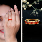 Princess Cut Lab Grown Orange Sapphire Half Eternity Band in Channel Set AAAA - Rosec Jewels