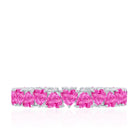 Heart Shape Lab Grown Pink Sapphire Eternity Ring in Claw Setting AAAA - Rosec Jewels