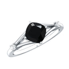 Cushion Black Onyx Split Shank Engagement Ring with Diamond AAA - Rosec Jewels