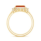 1 Carat Emerald Cut Fire Opal and Diamond Engagement Ring with Enhancer AAA - Rosec Jewels