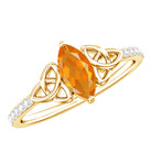 Marquise Cut Fire Opal Celtic Knot Engagement Ring with Diamond AAA - Rosec Jewels
