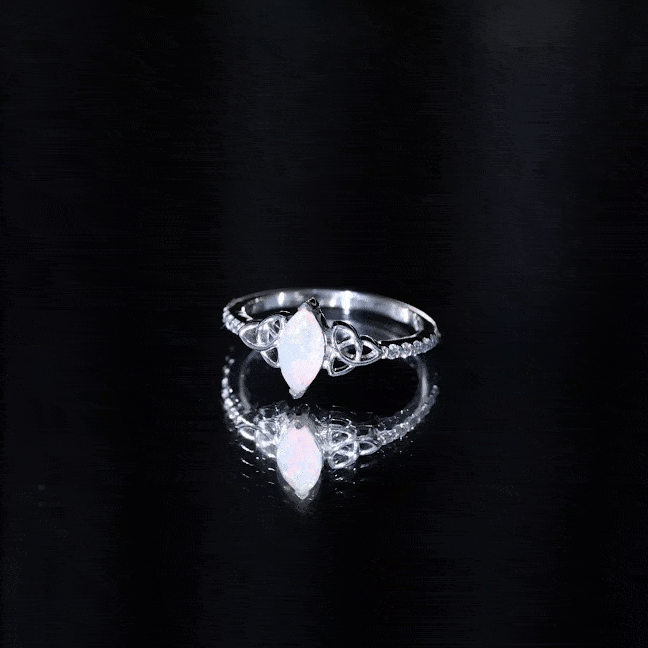 Natural Ethiopian Opal Diamond Engagement Ring with Celtic Knot AAA - Rosec Jewels