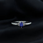 Certified 0.7 Carat Lab Grown Blue Sapphire Diamond Marquise Engagement Ring with Celtic Knot AAAA - Rosec Jewels