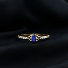 Certified 0.7 Carat Lab Grown Blue Sapphire Diamond Marquise Engagement Ring with Celtic Knot AAAA - Rosec Jewels
