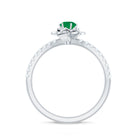 Genuine Emerald Flower Engagement Ring with Diamond AAA - Rosec Jewels