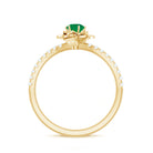 Genuine Emerald Flower Engagement Ring with Diamond AAA - Rosec Jewels