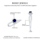 Rosec Jewels-Real 0.9 Carat Blue Sapphire Rose Flower Engagement Ring with Diamond