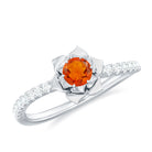 1/2 Ct Fire Opal Flower Engagement Ring with Diamond AAA - Rosec Jewels